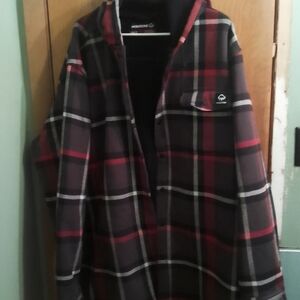 Wolverines Bucksaw Bonded Flannel Hooded Men's Plaid Jacket - Red and Black